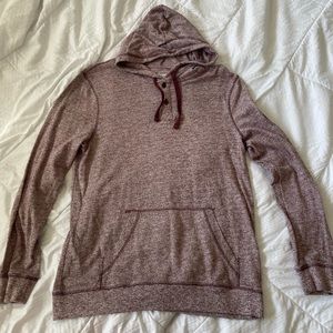 Maroon hooded long sleeve shirt